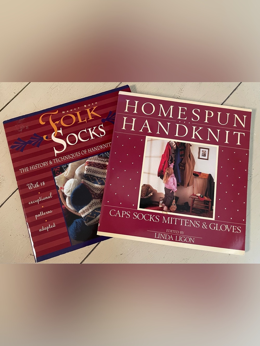Two Handknitting Books -Caps Socks Mittens